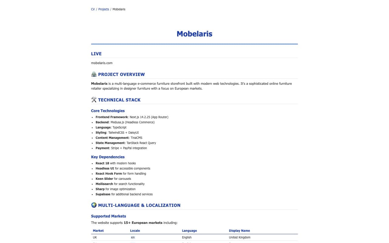 Trang dự án của mẫu CV và portfolio