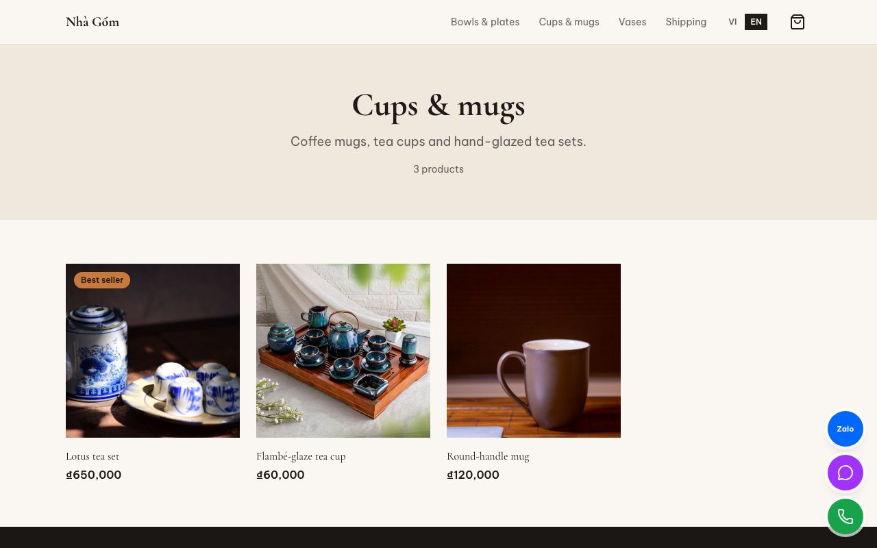 Category of the Online shop template