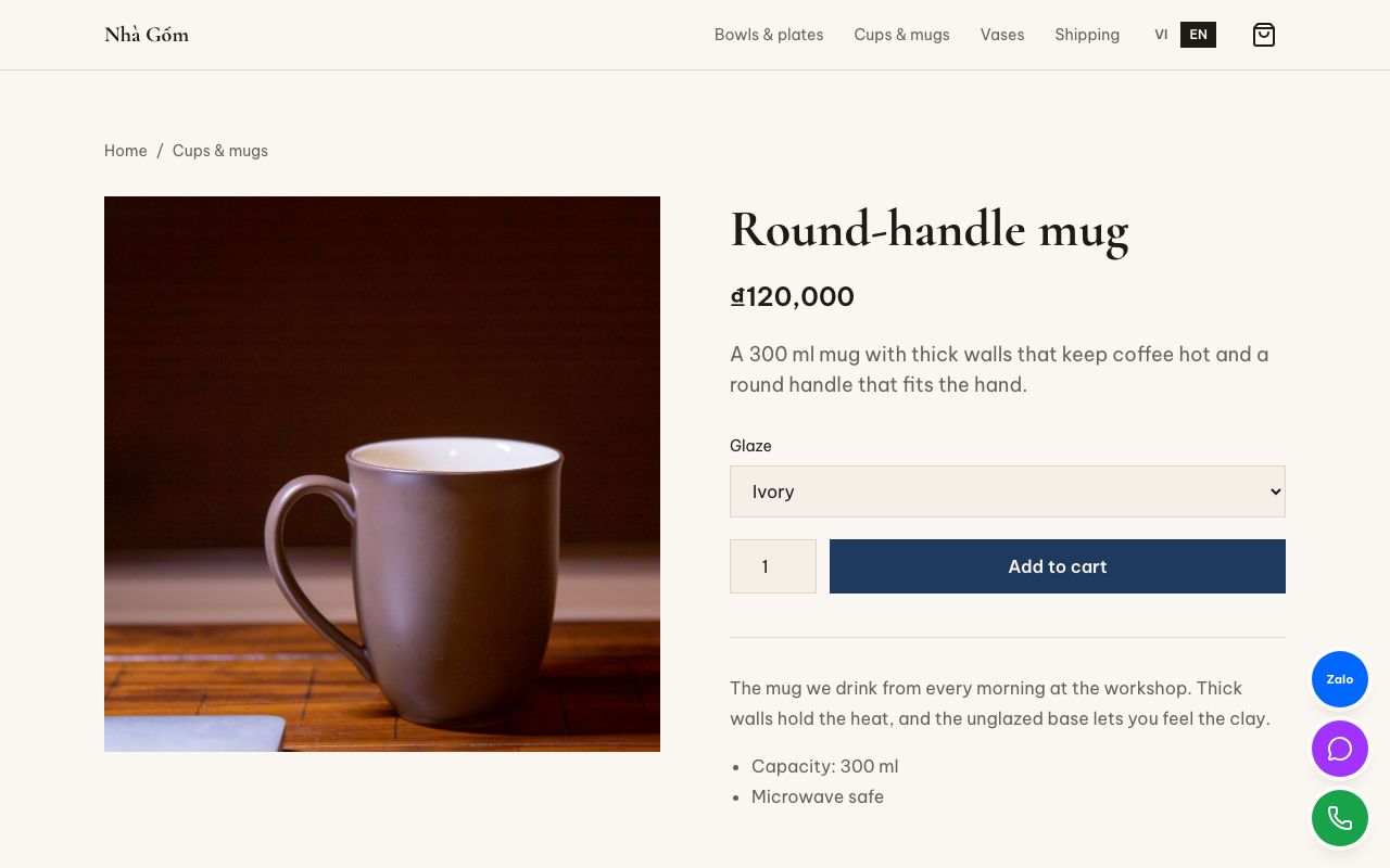 Product of the Online shop template